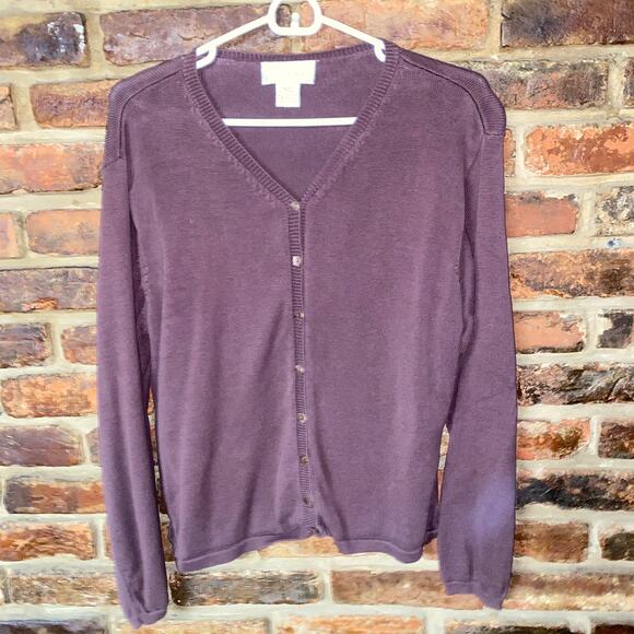 J. Jill Vintage Brown Button Down Cotton Cardigan Sweater Size XLP Petite XL - Picture 1 of 5